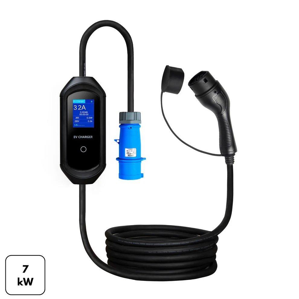 Portable EV Charger 7 kW 32A 5m-10m Type 2/ Type 1